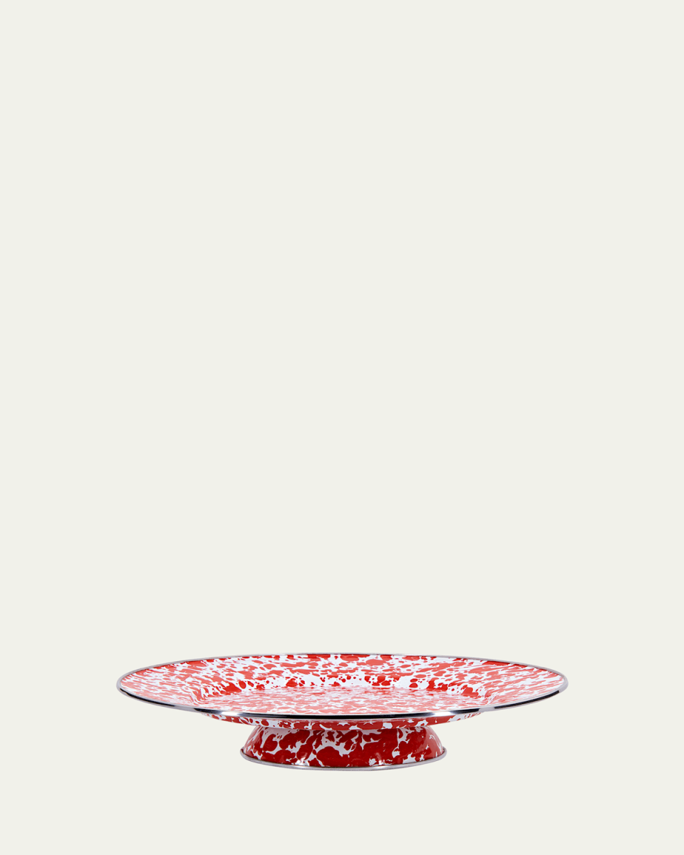 Red Swirl Cake Plate